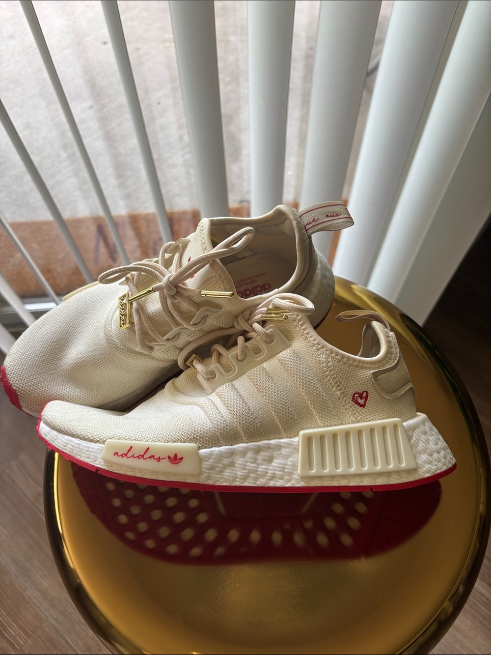 Adidas Valentine’s ❤️ Cream and Red NMD_R1 Sneakers - Picture 2 of 15